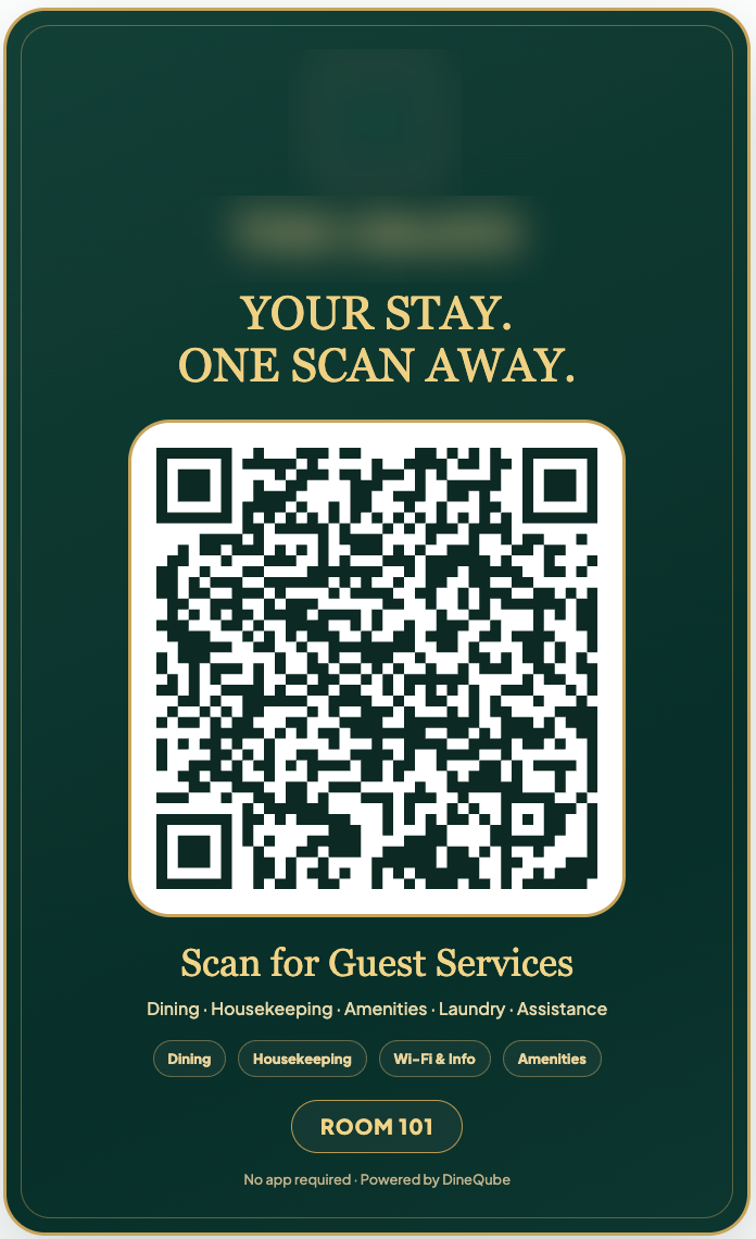 Hotel room QR guest journey
