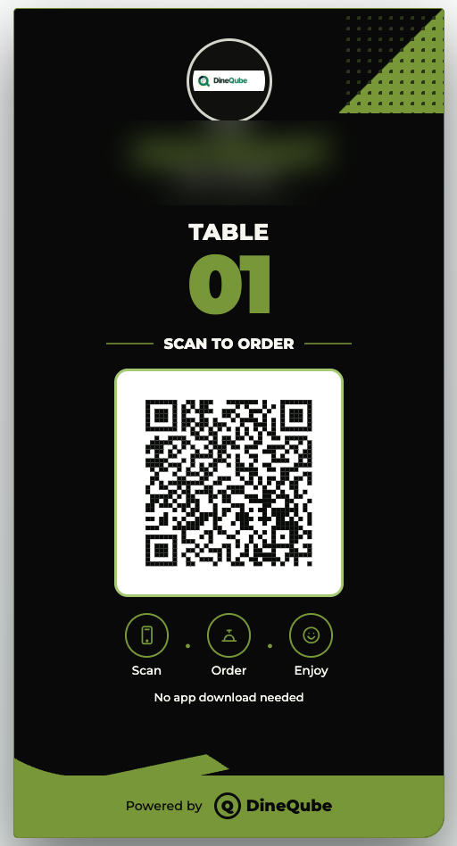 Restaurant table QR ordering journey